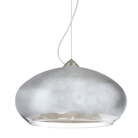 Besa Lighting Brio 14 Cord Pendant, Silver Foil, Satin Nickel Finish, 1x75W Incandescent 1KX-4345SF-SN